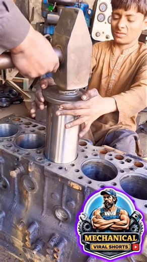 Perfect Engine Liner Installation— Most Satisfying Mechanic Work Ever! #shorts #engine #liner #viral