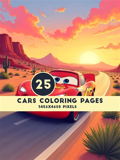 Racing Cars Coloring Pages, Cartoon Style, Kids Adventure Art (instant Download) - Etsy