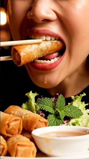 The ULTIMATE Spring Roll CRUNCH 💥 (EXTREMELY Satisfying ASMR) #mukbang #eatingsounds