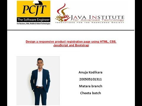 Product Registration Page | WEB Programming I | Java Institute