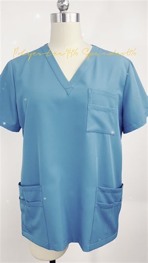 Customized Material Medical Scrub Set V-Neck Straight Stretch Hospital Nursing Working Uniform