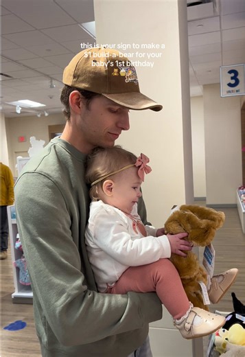 Had to get the $1 bear for baby girl’s 1st birthday. Figured we could just dress up her bear with clothes she doesn’t wear anymore instead of buying a $15-$30 outfit. It was still fun to look though. 🫶🏻 @Build-A-Bear Workshop #fyp #smallcontentcreators #momssupportingmoms #buildabearworkshop #1stbirthday