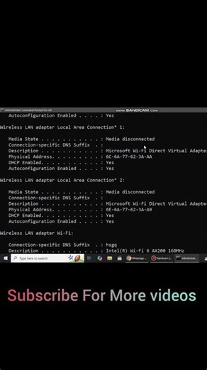 How to Show IP / Mac-address and all internet details with CMD Command #Cmd_commands #ipaddress #mac