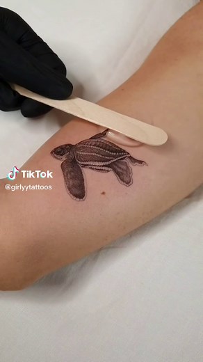 Sea Turtle Line Tattoo and Wrist Turtle Tattoo