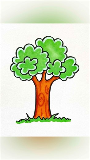 Big tree easy drawing for kids #howtodraw #simple #artforkids #diy #kidsvideo #environment #diy fun