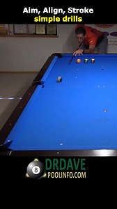 Dr. Dave demonstrates simple drills useful to help you check you aim, alignment and stroke straightness. For more, see: https://drdavepoolinfo.com/faq/drill/stroke/ | Dr-Dave Alciatore