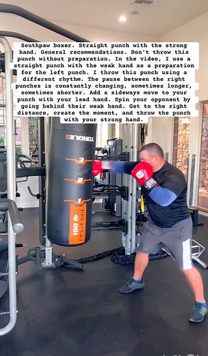 A southpaw boxer, straight punch with a strong hand #boxing #heavybagworkout #boxingtraining