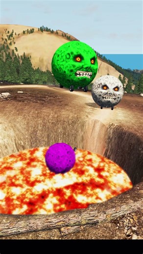 Big & Small Moon Colorful Monster Cars vs Giant Pit - BeamNG.drive #beamngdrive #2