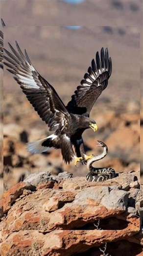 Golden Eagle vs. Rattlesnake: Epic Desert Showdown! 🐍🦅 #trending #wildlife
