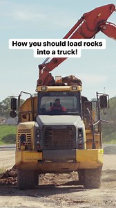 It's good to see an operator placing rocks in the truck, not dumping from a few meters above, which could potentially damage the truck and send the driver through the roof! #excavator #machinery #heavyequipment | Ifilmiron