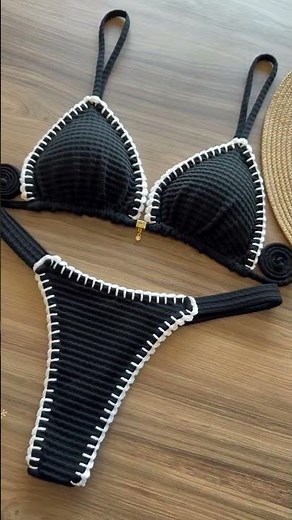 PRIMAVERA 2025 I BIQUÍNI PRETO TEXTURIZADO PONTILHADO I RIC. BEACHWEAR