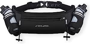 Fitletic Hydration Running Belt with Water Bottles for Men & Women – 2 Quick Flow 8oz Running Water Bottles, Patented Bounce Free Design, Water Resistant Pouch Fits All Phones – Hydra 16