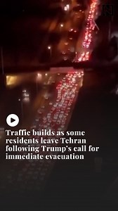 Traffic congestion was seen on the Karaj-Chalus road as residents sought to leave the Iranian capital. The scenes followed remarks by US President Donald Trump urging that Tehran be “immediately evacuated”. | The National