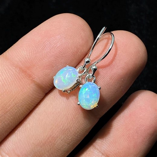 Ethiopian Opal Sterling Silver Stud Earrings, Anniversary Gift - Etsy