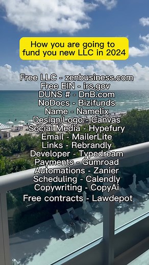 Starting a business in 2024 with $0? Absolutely possible! Here’s a list of essential tools and resources to kickstart your entrepreneurial journey: \t1.\tFree LLC - @zenbusiness \t2.\tFree EIN - @irs.gov \t3.\tDUNS # - @DnB.com \t4.\tNoDocs Funding - @Bizifunds \t5.\tBusiness Name Generator - @Namelix \t6.\tDesign/Logo - @Canvas \t7.\tSocial Media Scheduler - @Hypefury \t8.\tEmail Marketing - @MailerLite \t9.\tCustom Links - @Rebrandly \t10.\tWebsite Builder - @Typedream \t11.\tPayment Processin