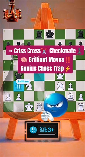 “Two Brilliant Moves → Criss Cross Checkmate | Genius Chess Trap” ♟️🔥 #shorts #ytshorts #crisscross