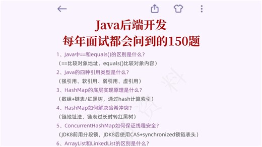 【2026最新】Java面试不用焦虑，五一·花3天刷完最新高频后端八股文面试题，速通后端开发offer