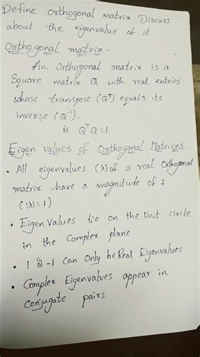 define orthogonal matrix discuss eigen value of it#maths #btech #polytechnic #degree #exam