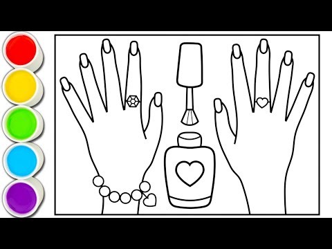 Cute Nail Polish Coloring for Kids | Hand Drawing & Painting Easy Tutorial