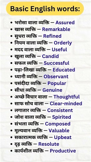 Basic English words you must know 📖! #vocabulary #basicenglishwords #vocabs #spokenenglish #shorts