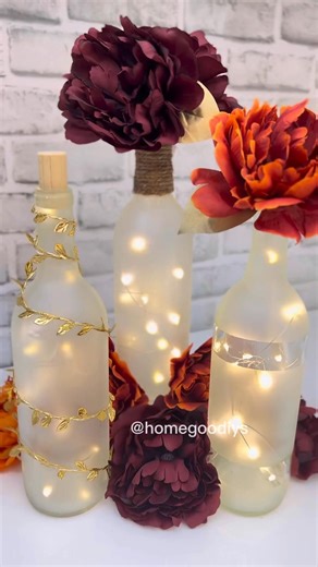 1M views · 11K reactions | Upcycle old bottles to create this stunning Fall centerpiece!  #centerpiece #fallcenterpiece #diy #crafts #fallcrafts #upcycle #recycle | Home Goodiys | Facebook