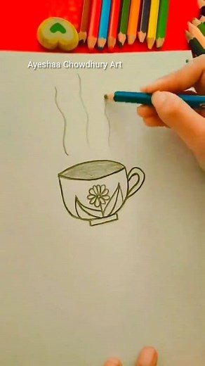 Coffee cup Drawing, winter vibes ☕ #reelsvideo #drawing #art #cupdrawing #coffee #visualart #artist #viral #trending #reels #foryouシ #winter #highlightseveryone #Ayeshaachowdhuryart | Ayeshaa Chowdhury Art