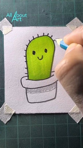 Easy cactus drawing | All About Art