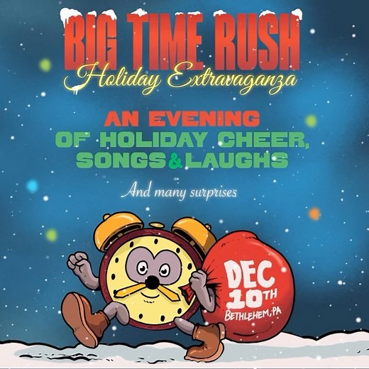 Big Time Rush on Instagram: "Announcing the first ever Big time rush holiday extravaganza! Sunday, December 10 in Bethlehem, PA Fan Club Presale begins tomorrow (Wednesday) at Noon EST. Public On Sale this Friday at Noon EST. Tickets & VIP link below 🎟️"