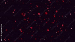 A mesmerizing image of red snowflakes falling from the sky, arranged in a circular pattern against a black background. Each flake overlaps, creating a visually striking and enchanting pattern