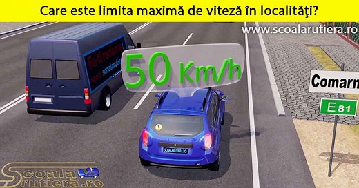 Chestionare DRPCIV cat B: Care este limita maximă de viteză în localități?