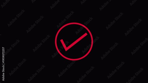 Check Mark Animation ,Approved Tick Icon, Success Verification Symbol, Minimal UI Motion”Check mark icon animation for confirmation and success status. 4k video animation on alpha channel.