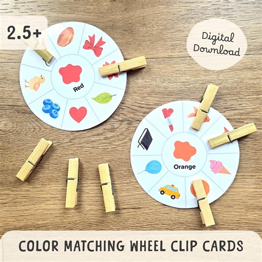 Color Matching Wheel Clip Cards: Fine Motor Skills, Preschool Learning (PDF Download) - Etsy