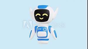 Robot Assistant animated 3d icon. Great for business, technology, company, websites, apps, education, marketing and promotion. Artificial Intelligence 3d icon animation.