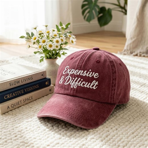 Embroidered Expensive & Difficult Washed Cotton Baseball Cap - Etsy