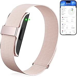 Fitness Tracker Screenless Smart Health Wristband, Wearable Health Multiple Sports Mode, Automatic Monitoring with Pedometer/Sleep/Stress/Calories, IP68 Waterproof Free APP for Women Men Pink