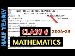 Dav class 6 maths question paper of half yearly / mid term examination | Dav paper Zone | 2024 |