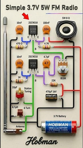 📻 Simple 3.7V 5W FM Radio Circuit | Easy DIY Radio Project #Shorts #fmradio #circuit #trendingnow