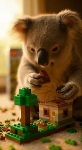 Cute Koala Builds a LEGO Minecraft World #asmr #building #koala #lego