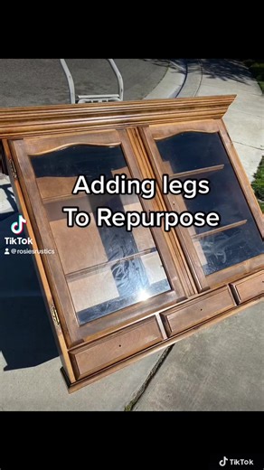 15K views · 293 reactions | Adding legs to #repurpose this China cabinet to into a new piece. #repurposed #repurposedfurniture #furnitures #furnituredesign #furnituremakeover #paintedfurniture #wood #woodworker #ecofriendly #upcycle #upcycledfurniture #fyp #diy #fixerupper #muebles #pintura #farmhousestyle #beforeandafter | Rosie's Rustics | Facebook