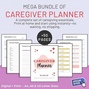 Printable Caregiver Planner | Medical & Medication Binder | Caregiving Templates and Checklists for Elderly Care and Homecare - Etsy