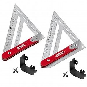 Woodpeckers SkillSquare, Metric Carpenters Square for Rafter, Construction, Woodworking, Stainless Steel Triangle Ruler Tool, Aluminum Handle