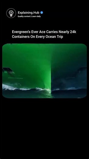 Explaining Everything on Instagram: "Ever Ace is Evergreen’s largest container ship with 23,992 twenty foot containers. It ranks second globally in capacity after MSC Irina which holds 24,346 containers. Launched in 2021, the ship is 399.9 meters long and 61.5 meters wide. It operates mainly on Asia Europe routes and improves global trade efficiency. Ships like Ever Ace carry electronics, furniture, and other goods while reducing transport costs by moving huge amounts of cargo at once. via : @ki