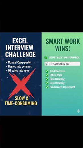 Daily Excel-Work Smart, Not Hard Excel Interview Trick #excel #excelfunction #viralshorts
