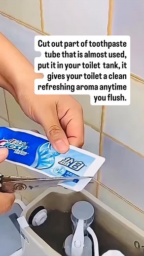 11 reactions · 27 shares | Cut out part of toothpaste tube that is almost used, put it in your toilet tank, it gives your toilet a clean refreshing aroma anytime you flush.✅❤️ #viralreels #viralvideos #hack #cleaning #tips | Godson Oguechuba | Facebook