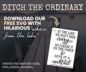 Get your hands on our FREE "Advice from the Lake" SVG, perfect for crafting everything from signs to cups to shirts! This charming design brings a touch of serene lake life to any project, making your creations uniquely yours. 🌊 FREE SVG Download! 🌊 Transform everyday items into personalized pieces brimming with lake-inspired tranquility. Whether you’re decorating your home, making gifts, or adding a personal touch to your wardrobe, this versatile SVG is your go-to for a peaceful, lake-themed 