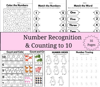 Preschool Math Practice | Number Recognition, Tracing and Counting to 10