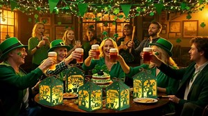 12Sets St. Patrick's Day Decorations St. Patrick's Day Centerpieces for Table Shamrock Hat Paper Lantern Boxes Gnomes Theme Table Decor for Saint Patty's Party Centerpiece Indoor Outdoor Party Supply