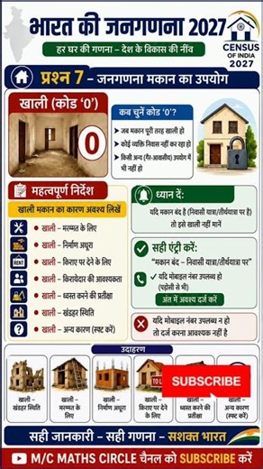 जनगणना 2027 में खाली मकान की एंट्री कैसे करें? | खाली मकान Code ‘0’ की सही एंट्री कैसे करें | Census