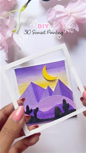 DIY 3D Sunset Painting🌙😱😱 #art #acrylicpainting #shorts #viral