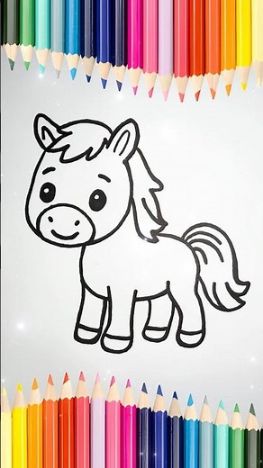 Cute Horse Drawing and Coloring for Kids 🐴🎨